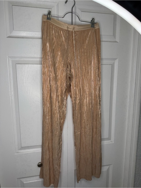 Victoria's Secret Pants - Victoria's Secret Metallic Pleated Wide-Leg Pants - Champagne Gold